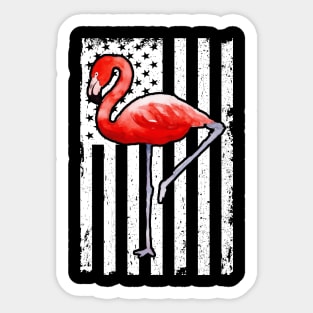 Flamingo Bird American Flag Gift Sticker